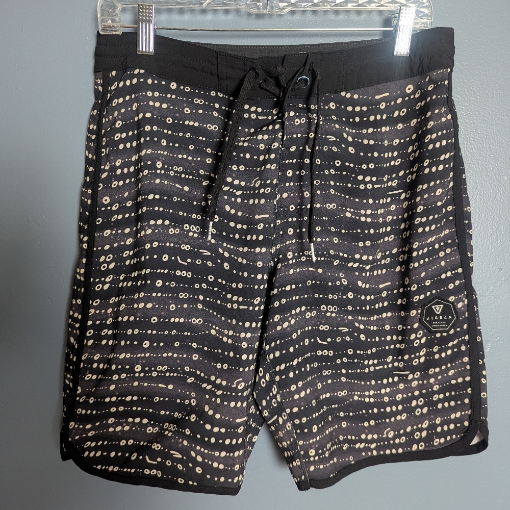 Men's Vissla Board Shorts Black White And Gray Circle Design Size 30